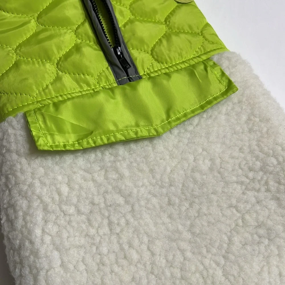 NWT Furever Friends Pet Apparel Quilted & Sherpa Dog Jacket Coat Lime Green S